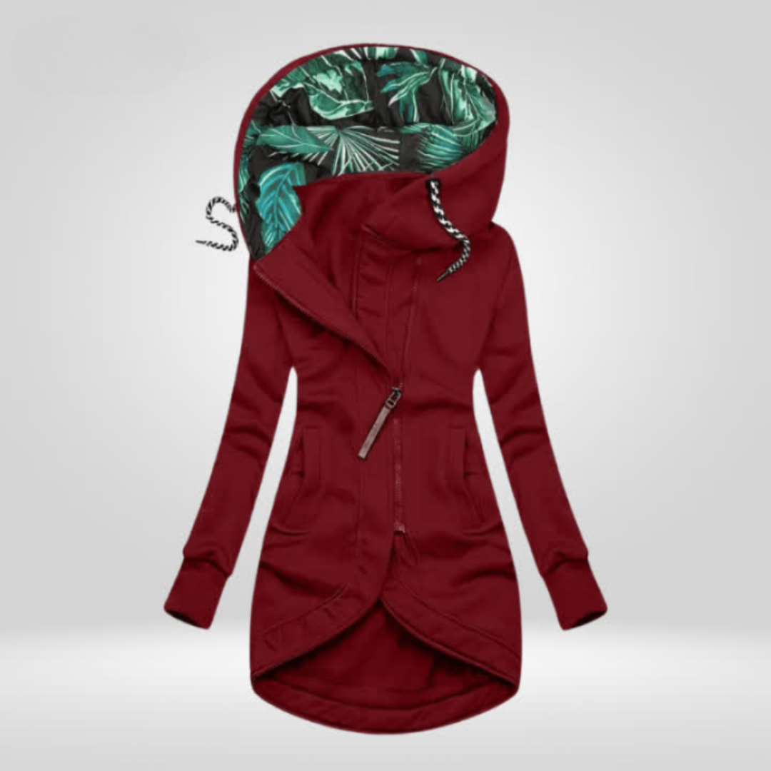 Sigrid™ | Lang Hoodie med Tropisk Hettefôr