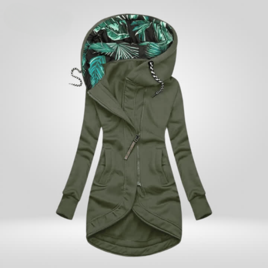Sigrid™ | Lang Hoodie med Tropisk Hettefôr