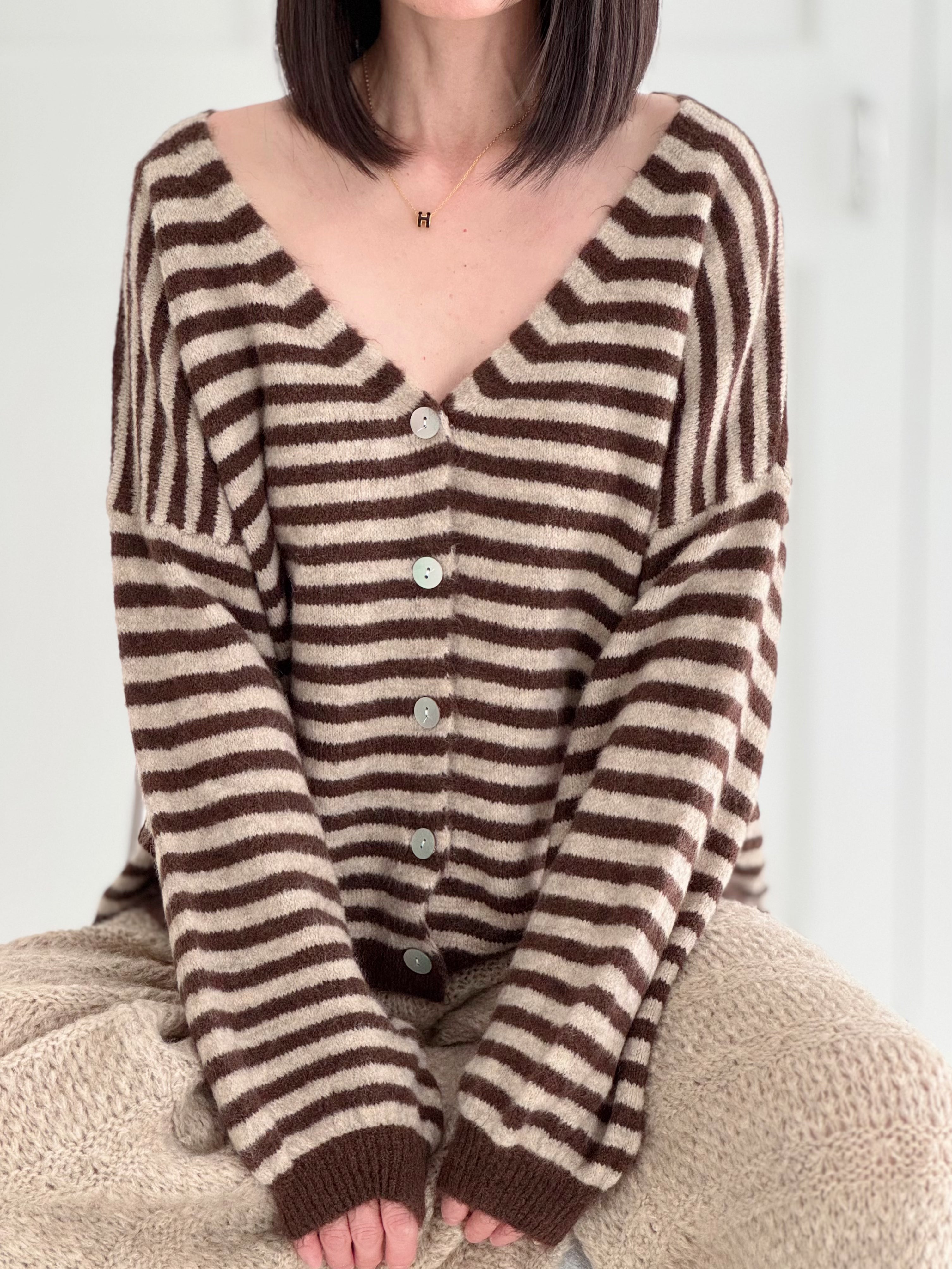 Sigrid™ | Stripete Cardigan med Knapper