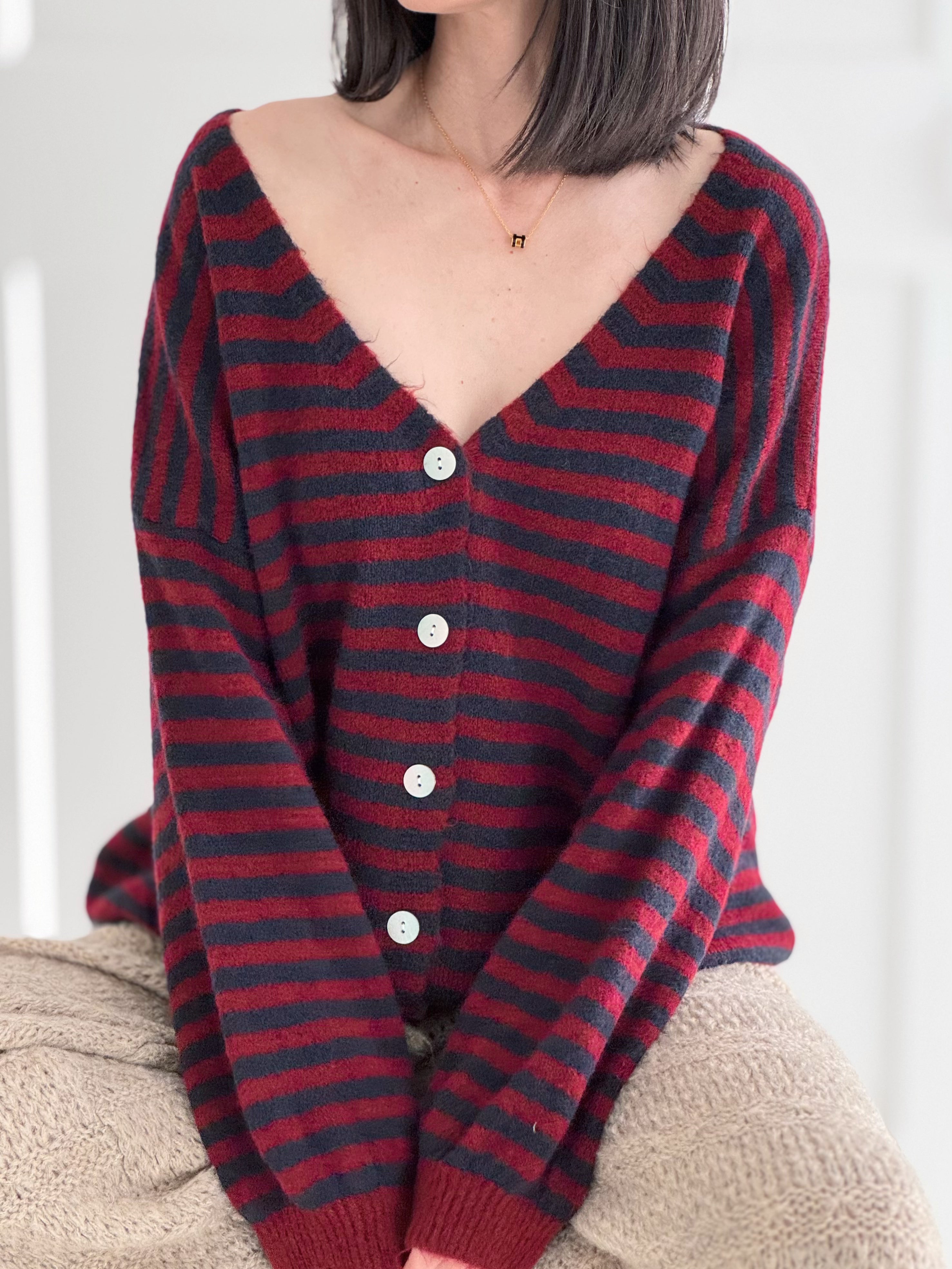 Sigrid™ | Stripete Cardigan med Knapper