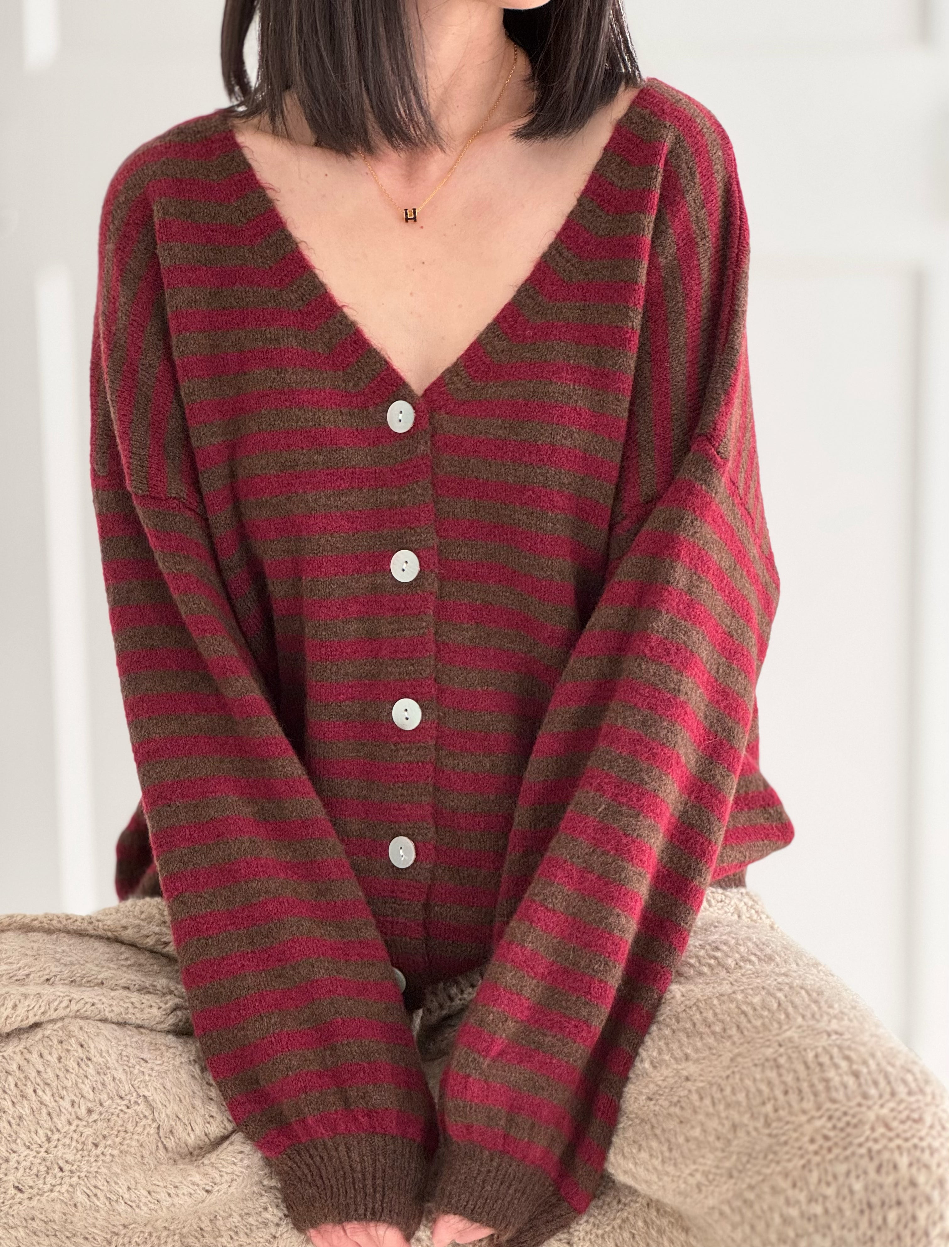 Sigrid™ | Stripete Cardigan med Knapper