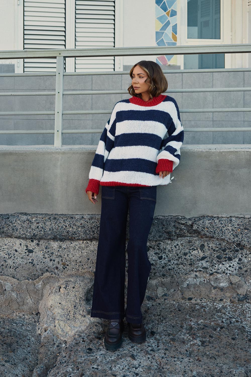 Sigrid™ | Strikkegenser med brede striper