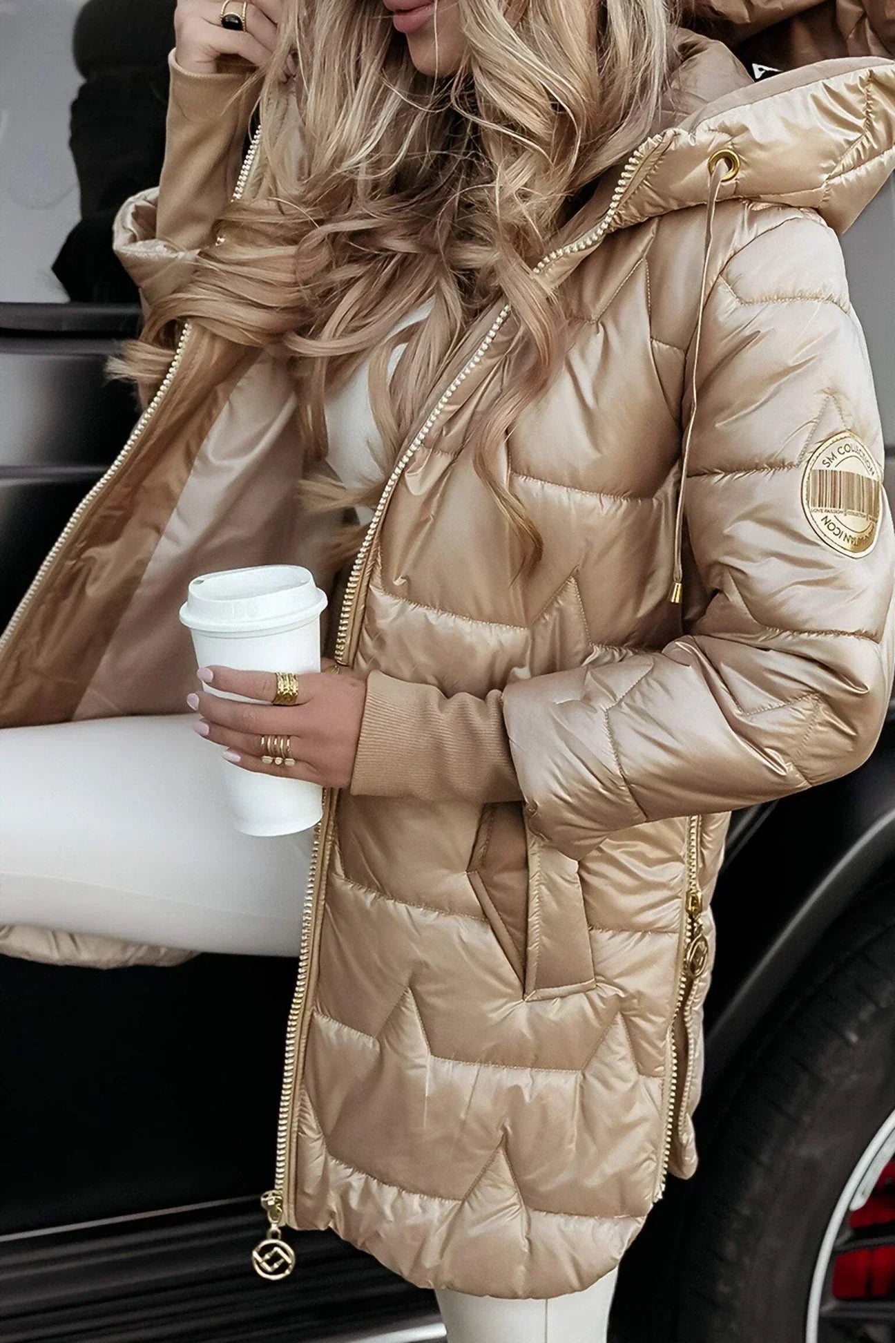 Sigrid™| Elegant vinterkåpe med hette og varm fôring