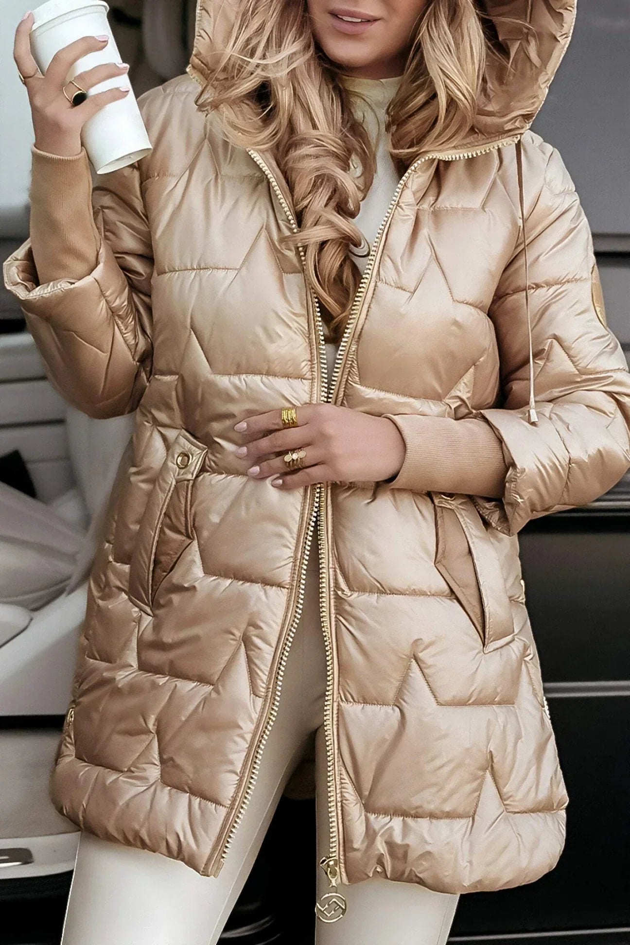 Sigrid™| Elegant vinterkåpe med hette og varm fôring