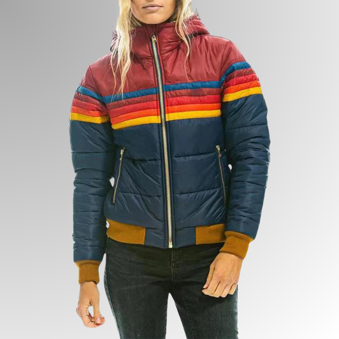 Sigrid™ | Retro Vattert Jakke med Regnbuestriper 🌟
