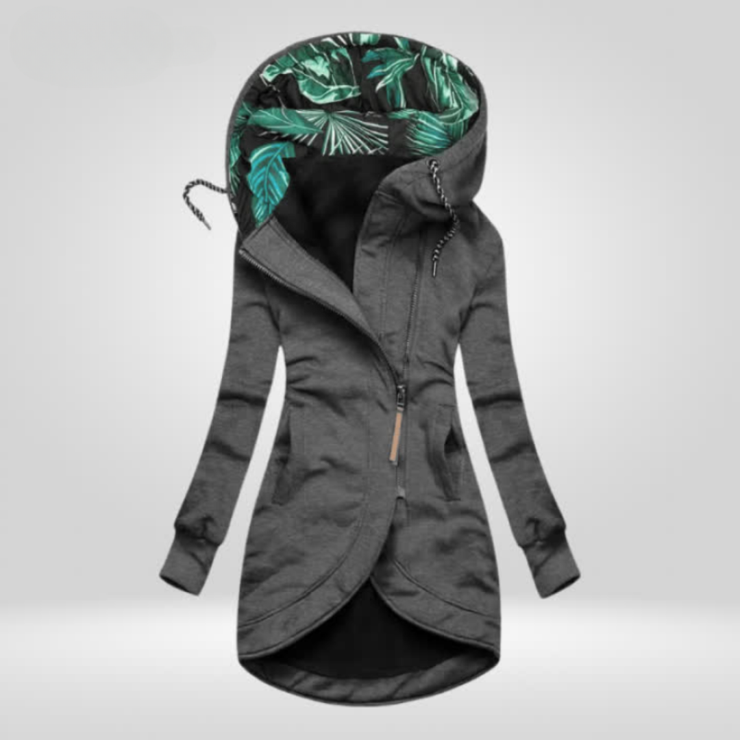 Sigrid™ | Lang Hoodie med Tropisk Hettefôr